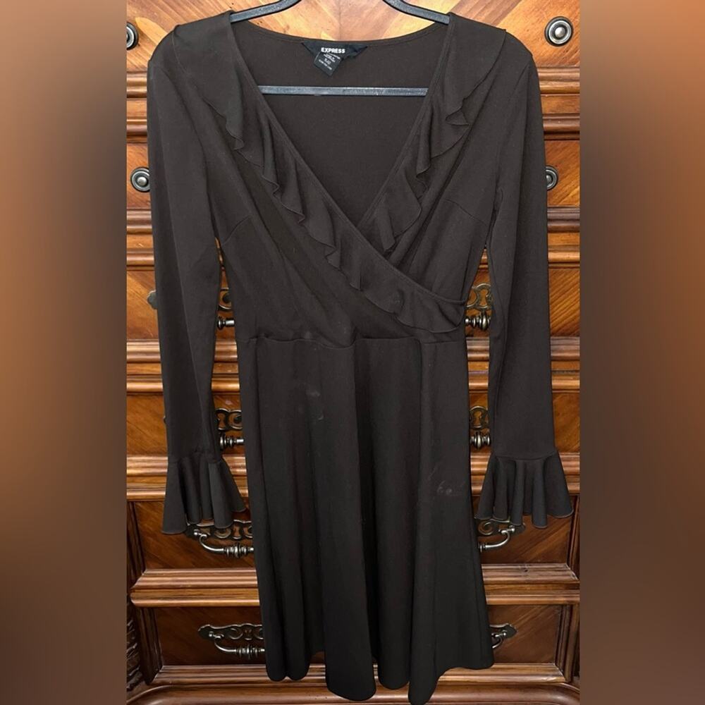 Express V Neck Wrap Around Ruffle Mini Dress 18” P2P